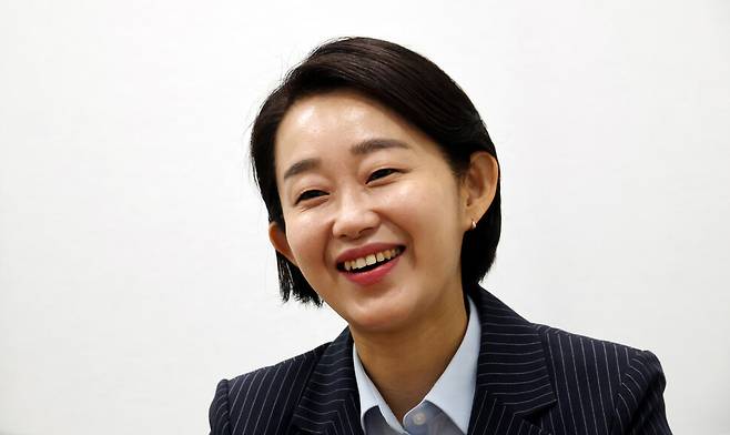 김재연 진보당 대표가 28일 오전 국회에서 한겨레와 인터뷰를 하고 있다. 김경호 선임기자 jijae@hani.co.kr