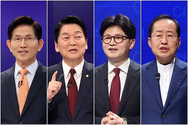 ▲ 왼쪽부터 국민의힘 김문수·안철수·한동훈·홍준표 후보 [연합뉴스]&nbsp;