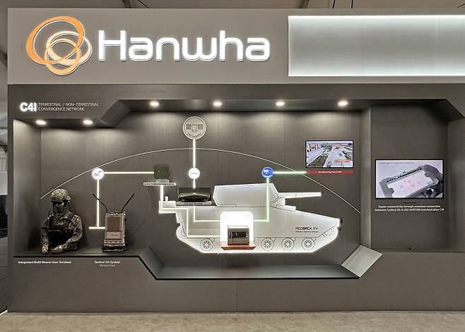 한화시스템이 올 1분기 582억원의 영업이익을 기록했다. 사진은 지난 3월 호주에서 열린 '아발론 에어쇼 2025'의 한화시스템·한화에어로스페이스 부스. /사진=한화시스템