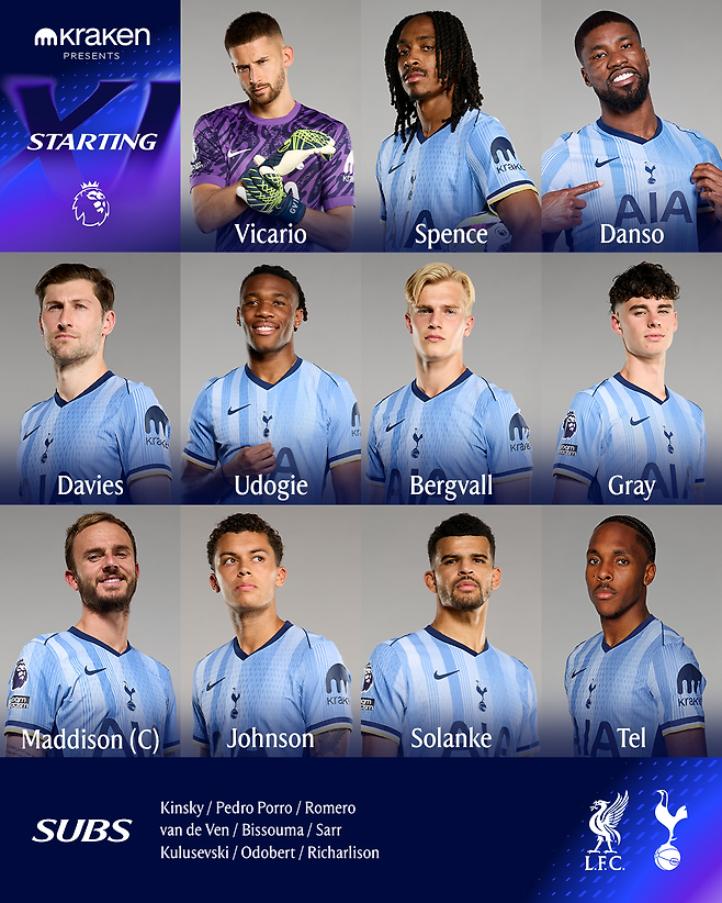 토트넘 선발 라인업. 토트넘 SNS