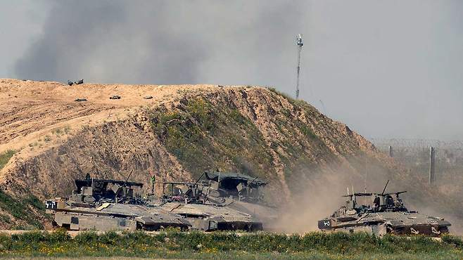 가자지구의 이스라엘군 탱크