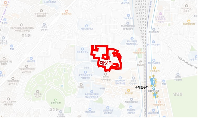 용산구 청파동1가 97-35일대 위치도. 서울시