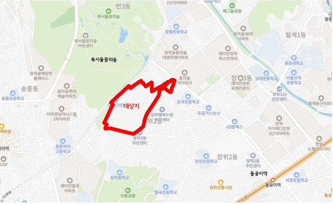 성북구 장위동 219-90일대 위치도. 서울시