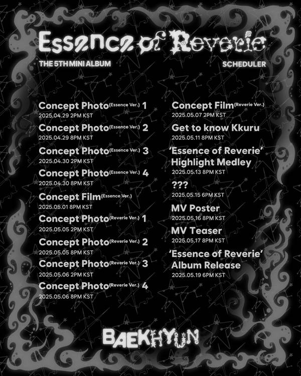 백현 미니 5집 스케줄러 / 사진=INB100 제공