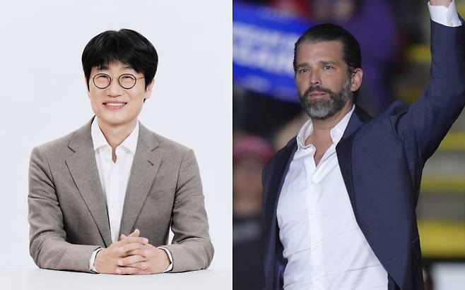 이해진 네이버 창업자(왼쪽)와 도널드 트럼프 주니어. 사진= 뉴시스