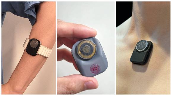 시계형(왼쪽), 부착형(오른쪽) 피부 기체 흐름 센서. [사진=한국연구재단]