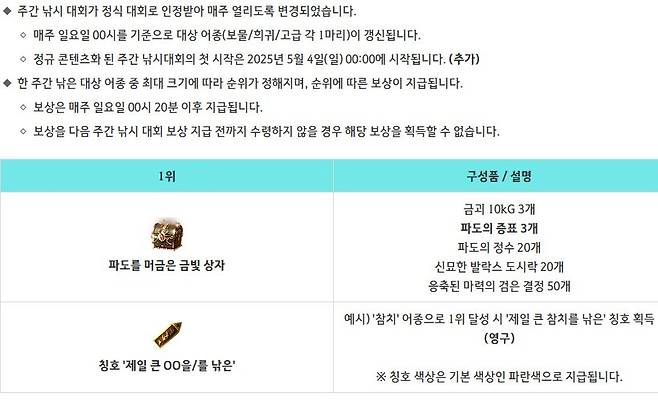 ▲ 주간 낚시대회는 이제 상시 콘텐츠