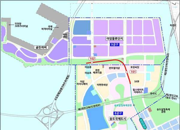 인천1호선 송도8공구 연장사업 노선도. 인천시 제공