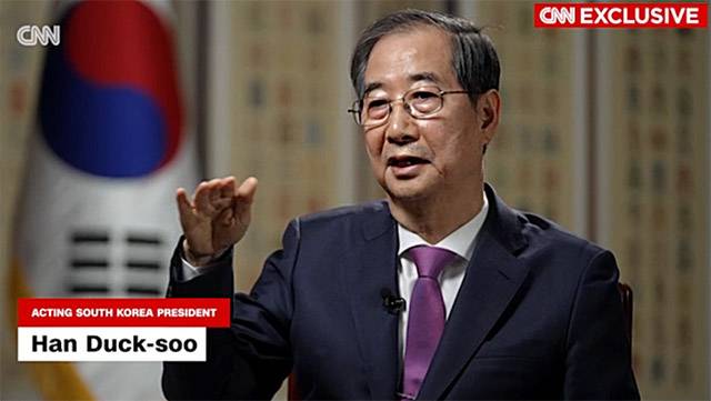 ▲ 8일(현지시간) 미국 방송 CNN은 한덕수 대통령 권한대행과 가진 인터뷰를 공개했다. ⓒCNN 방송 갈무리