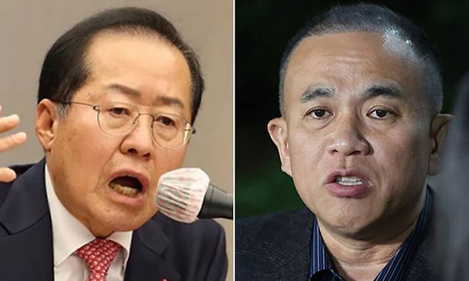 홍준표 전 대구시장(왼쪽), 명태균씨. 연합뉴스