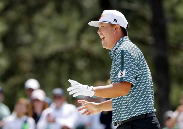 임성재의 해맑은 표정이 잘 포착됐다. 3라운드 7번 홀에서 벙커 샷 버디에 성공한 뒤. 로이터연합뉴스