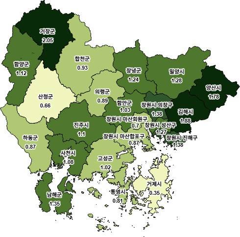 2025년 경남 시군구 공시지가 [경남도 제공. 재판매 및 DB 금지]