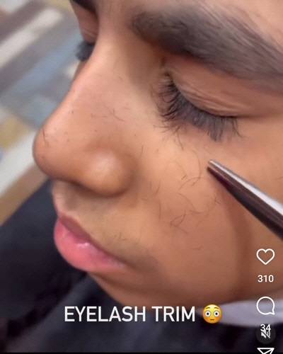 남성 속눈썹 자르기 영상. [인스타그램 캡처]