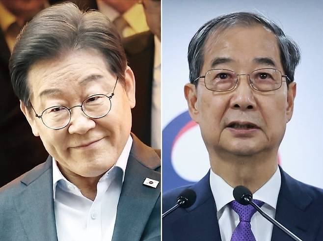 이재명 후보(왼쪽)와 한덕수 대행. / 사진=연합뉴스