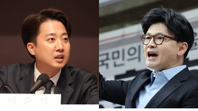 이준석 개혁신당 대선 후보와 한동훈 국민의힘 대선 경선후보는 실수요자를 중심으로한 주거 안정 공약을 내놓았지만 구체적인 설계 방향에서는 차이를 보인다. 오른쪽은 이 후보 왼쪽은 한 후보의 모습. /사진=뉴시스, 뉴스1