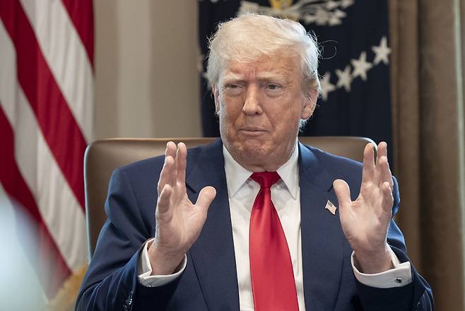 도널드 트럼프 미국 대통령은 30일(현지시간) 미국 백악관에서 각료회의를 열었다. [EPA]