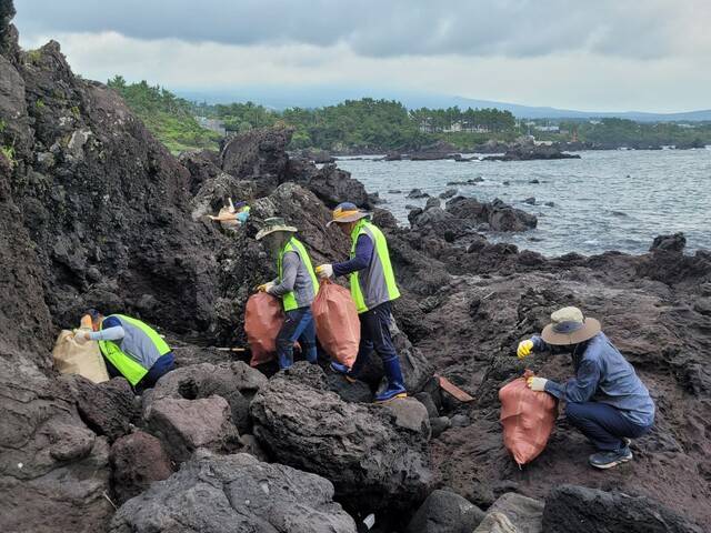 해안가 환경정화 활동 모습. 농민신문 DB.