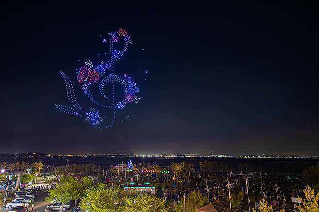 지난 4월 26일 당진 삽교호에서 펼쳐진 드론 라이트 쇼.