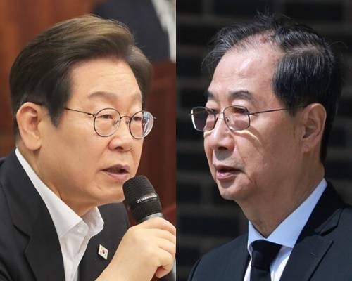 이재명 더불어민주당 대선 후보(왼쪽)와 한덕수 전 대통령 권한대행 국무총리 ⓒ연합뉴스