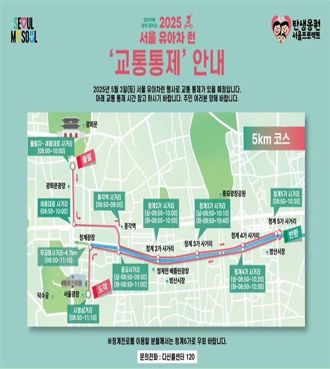 서울 유아차 런 교통통제 안내 [서울시 제공. 재판매 및 DB 금지]