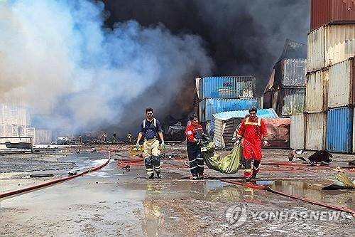 폭발 참사 발생한 이란 샤히드라자이 항구 [AFP=연합뉴스. 재판매 및 DB 금지]