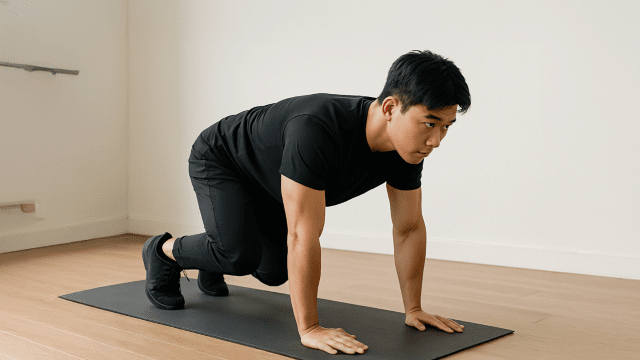 베어 플랭크 무릎 찍기(Bear Plank With Knee Taps) | 출처: ChatGPT 이미지 생성