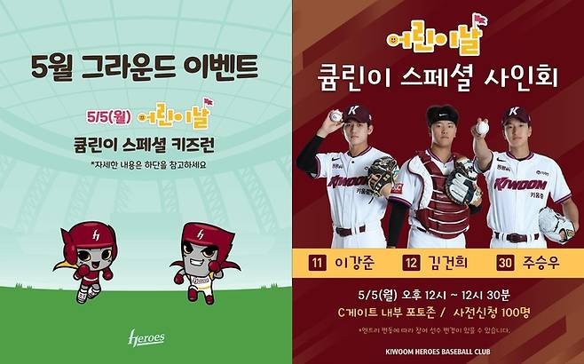 키움이 5~7일 KIA와 3연전에서 어린이날 이벤트를 준비했다. 사진 | 키움 히어로즈
