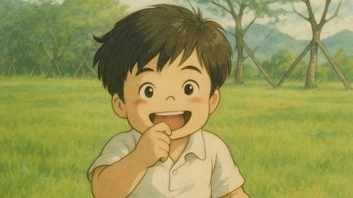 무료 이용자의 아이가 잔디 위에서 앉아 있는 모습을 지브리 스타일로 그려달라는 요청에 챗GPT가 생성한 이미지.해당 사진은 기사 내용과 무관. /뉴스1