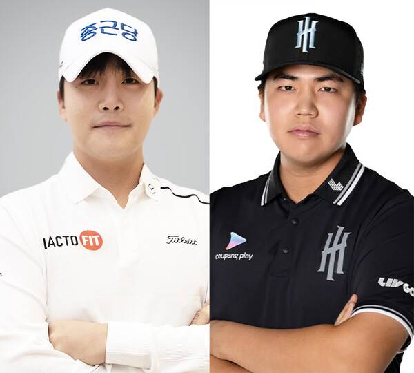 2025년 LIV 골프 코리아 대회에 출전한 김민규, 장유빈 프로. 사진제공=KPGA