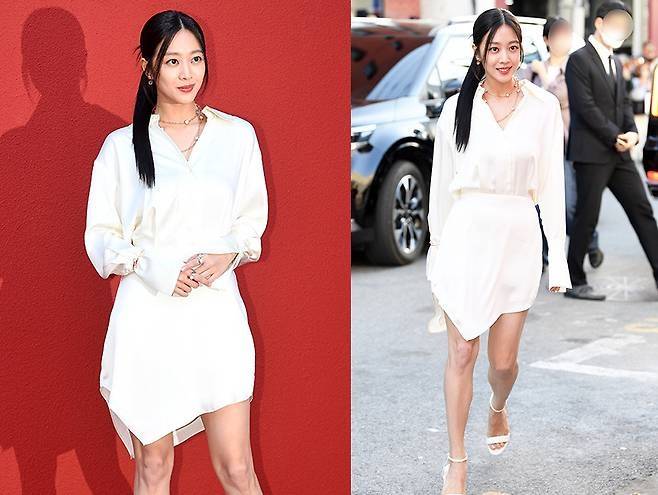 조보아가 화이트 셋업으로 레드카펫을 물들였다. 사진=천정환 기자