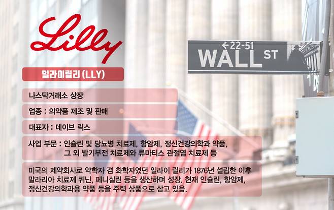 일라이릴리가 올해 1분기 호실적을 발표했지만 주가는 하락했다. 사진은 일라이릴리 기업 정보. /사진=김은옥 기자