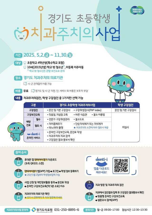 경기도가 초등학교 4학년생을 대상으로 실시하는 치과주치의 사업 안내 포스터. 경기도청 제공