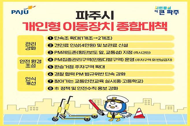 파주시 개인형 이동장치 종합대책 포스터