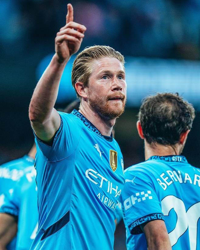 3일 울버햄튼 원더러스와 경기에서 선제골을 넣은 뒤 기뻐하는 맨체스터 시티의 케빈 더 브라위너