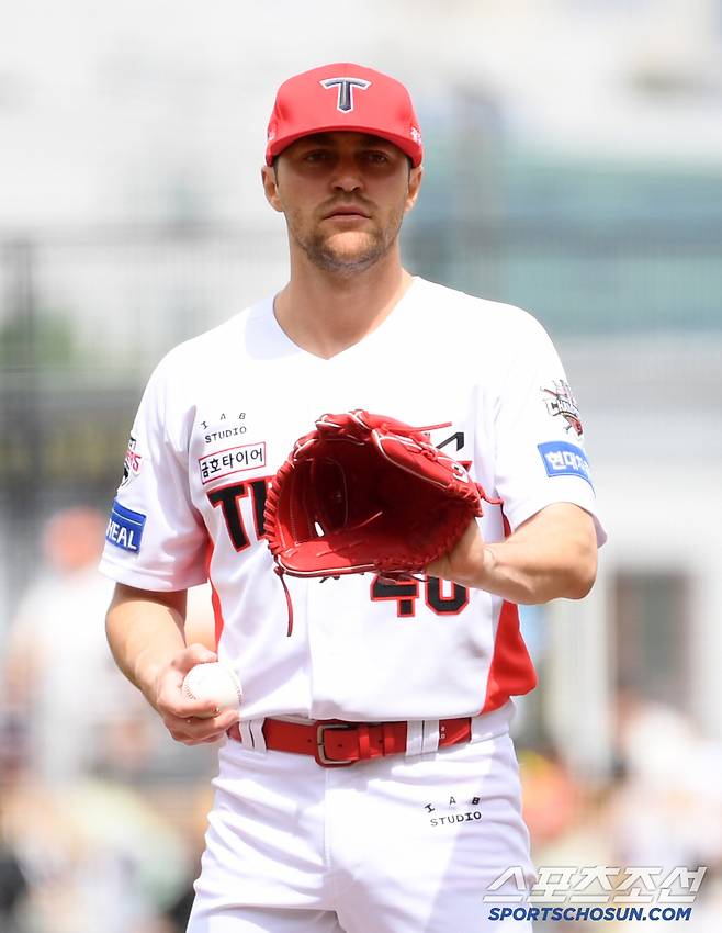 27일 광주 기아챔피언스필드에서 열린 KIA 타이거즈와 LG 트윈스의 경기. KIA 네일이 숨을 고르고 있다. 광주=박재만 기자 pjm@sportschosun.com/2025.04.27/