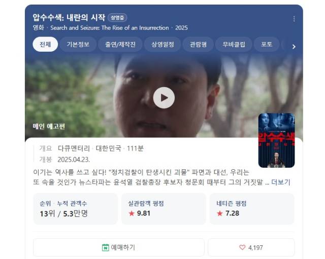 2일 네이버영화랭킹 갈무리