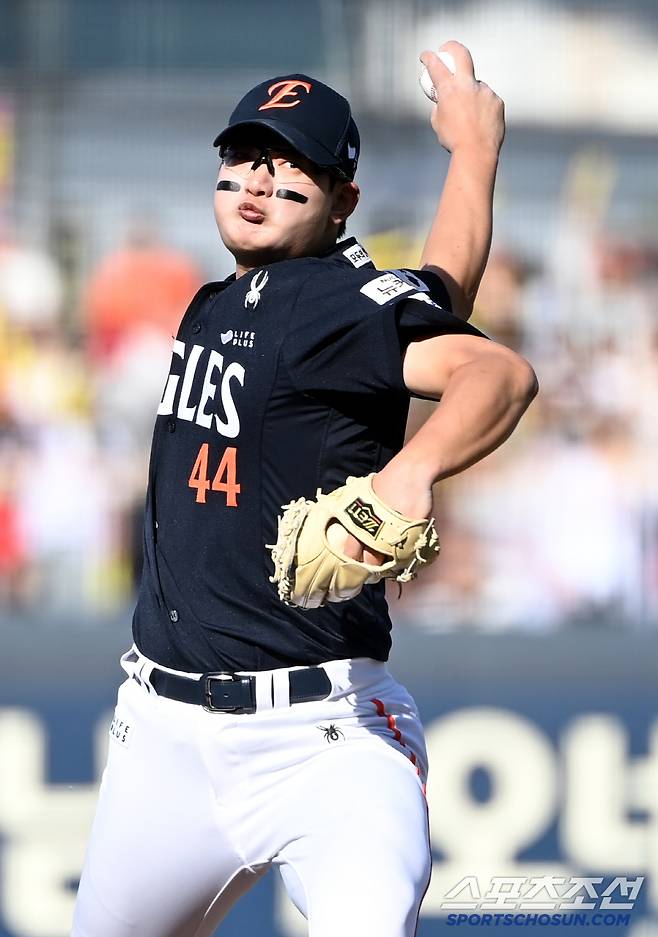 4일 광주KIA챔피언스필드에서 열린 한화와 KIA의 경기, 9회말 한화 김서현이 역투하고 있다.광주=허상욱 기자wook@sportschosun.com/2025.05.04/