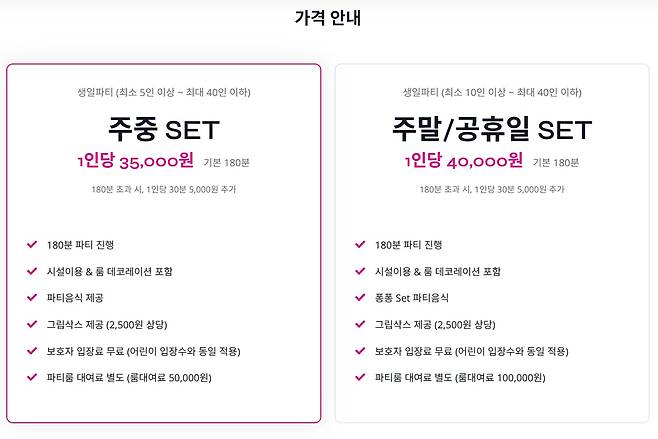 프랜차이즈 키즈카페 퐁퐁플라워의 생일파티 프로그램 요금 안내. /퐁퐁플라워 공식 홈페이지