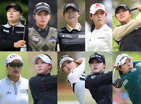 한국여자프로골프(KLPGA) 투어 2025시즌 첫 메이저 대회인 크리스에프앤씨 제47회 KLPGA 챔피언십 우승 경쟁에 뛰어든 홍정민을 비롯해 박현경, 방신실, 황유민, 마다솜, 김우정, 김민솔, 이예원, 고지우, 박지영 프로. 사진제공=KLPGA