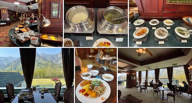 레스토랑 ‘더 퀸’. 영국 왕실을 테마로 꾸민 공간에서 조식 뷔페를 제공한다. / 사진=홍지연 여행+ 기자