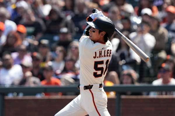 이정후는 이날 만루에서 적시타를 때렸다. 사진= Darren Yamashita-Imagn Images= 연합뉴스 제공