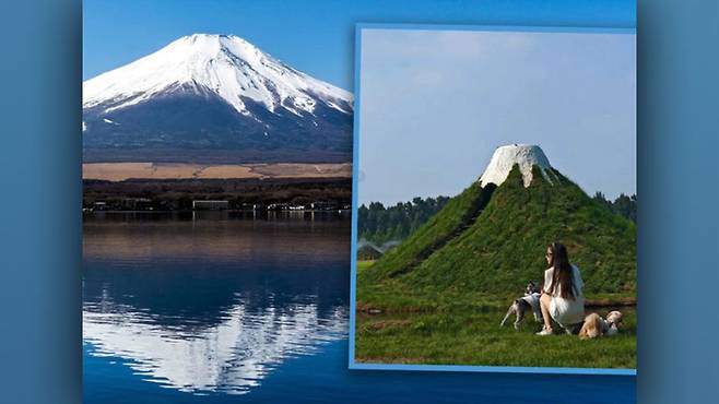 중국 허베이성의 한 관광지가 언덕 정상에 페인트를 칠한 모습 [서경덕 교수 SNS 캡처]