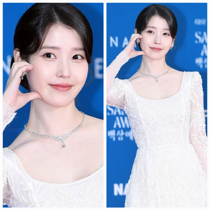 가수 겸 배우 아이유(이지은)가 백상예술대상 레드카펫에 고요한 존재감으로 등장했다.사진=천정환 기자