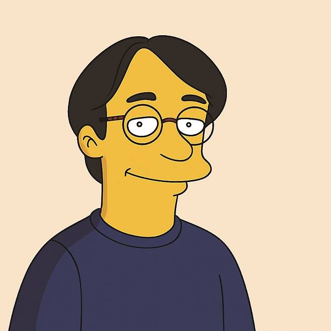 필자 사진을 활용한 심슨 스타일 이미지.[사진 | AI 생성 이미지]