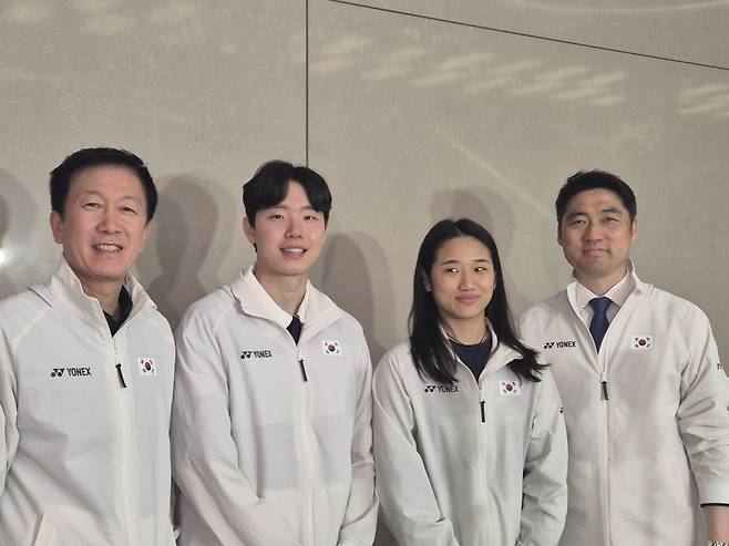 박주봉 감독, 서승재, 안세영, 김동문 대한배드민턴협회장 [촬영 이의진]