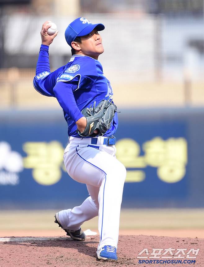 16일 광주 KIA챔피언스필드에서 열린 KBO리그 시범경기 KIA와 삼성의 경기. 투구하고 있는 삼성 이상민. 광주=송정헌 기자songs@sportschosun.com/2025.03.16/