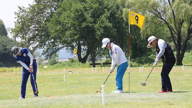 서울 강남구 세곡동 강남탄천파크골프장에서 시민들이 파크골프를 즐기고 있다. /뉴스1