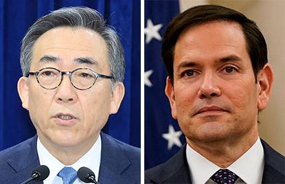 조태열 외교부장관(좌), 마코 루비오 미국 국무부 장관. 연합뉴스