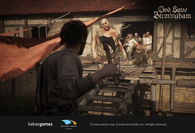 카카오게임즈의 자회사 오션드라이브 스튜디오가 개발 중인 영국 중세 시대 배경의 좀비 게임 ‘갓 세이브 버밍엄’ 스크린샷 이미지 [출처 = 카카오게임즈]