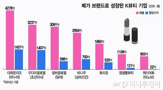 메가 브랜드로 성장한 K뷰티 기업/그래픽=윤선정